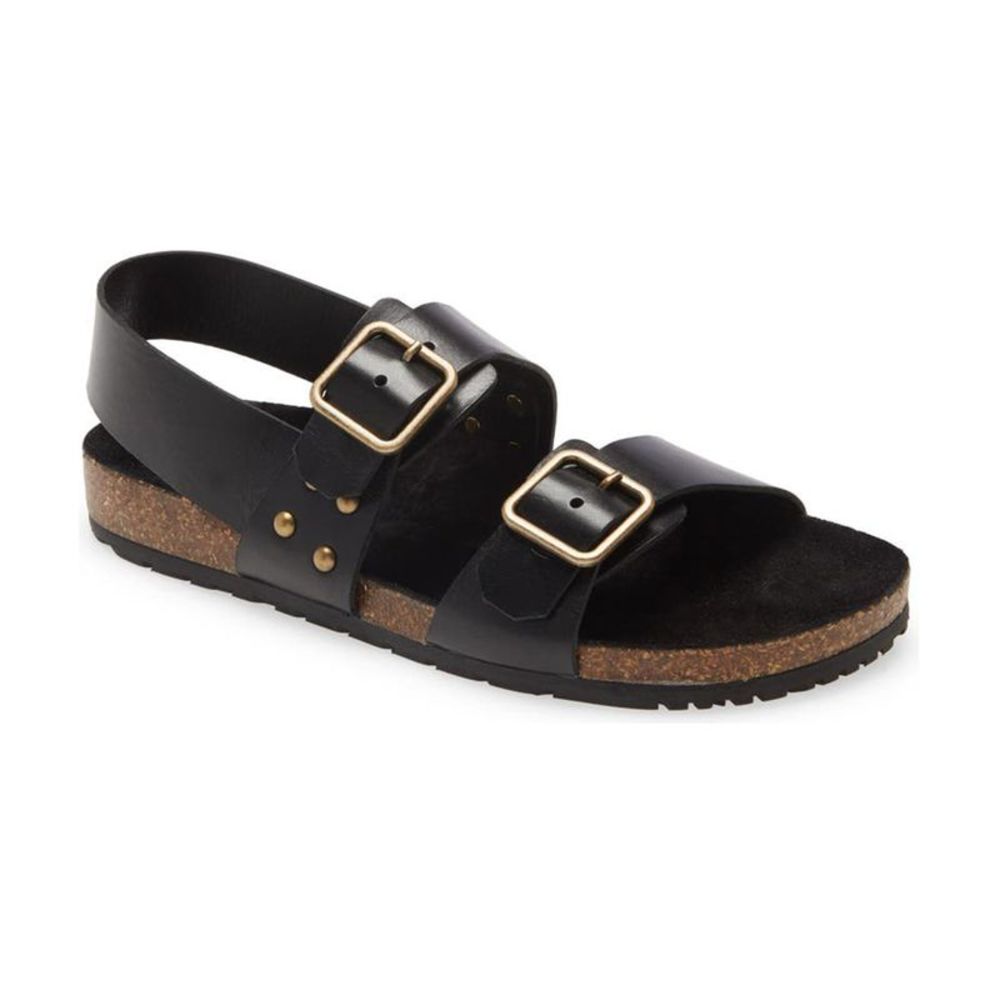 Saint Laurent Men's Leather Jam Slingback Flat Sandal Black